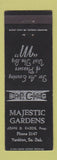 Matchbook Cover - Majestic Gardens Yankton SD low phone #