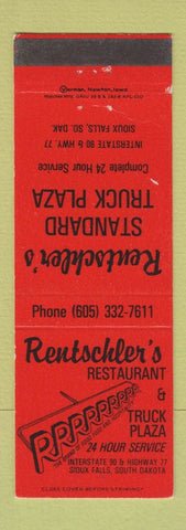 Matchbook Cover - Rentschler's Truck Plaza Sioux Falls SD