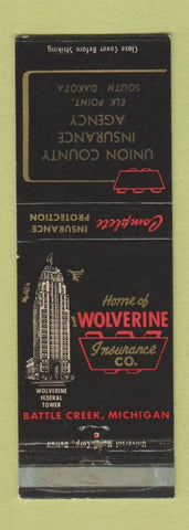 Matchbook Cover - Union County Insurance Wolverine Elk Point SD
