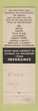 Matchbook Cover - Union County Insurance Wolverine Elk Point SD