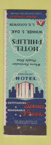 Matchbook Cover - Hotel Phillips Winner SD LE Goodwin