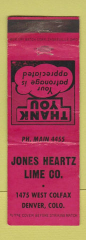 Matchbook Cover - Jones Heartz Lime Denver Colorado Colfax WEAR RED