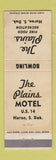 Matchbook Cover - Plains Motel Restaurant bowling Huron SD
