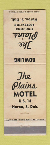 Matchbook Cover - Plains Motel Restaurant bowling Huron SD