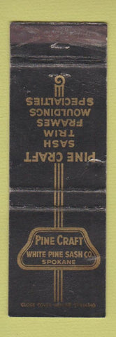 Matchbook Cover - Pine Craft White Pine Sash Spokane WA BLACK WORN