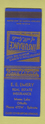Matchbook Cover - EE Emery Real Estate Insurance Moses Lake Othelio WA SAMPLE
