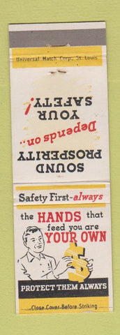 Matchbook Cover - Safety Hands Cedartown Yarn Mills cat back