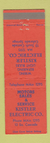 Matchbook Cover - Kistler Electric Motor Colorado Springs