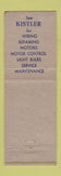 Matchbook Cover - Kistler Electric Motor Colorado Springs