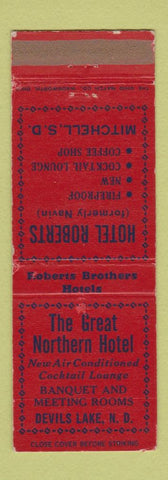 Matchbook Cover - Great Northern Hotel Devils Lake ND Hotel Roberts Mitchell SD