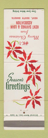 Matchbook Cover - Kent Savings and Loan Kent SD Christmas