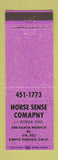 Matchbook Cover - Horse Sense Company Santa Monica CA