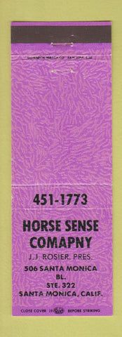 Matchbook Cover - Horse Sense Company Santa Monica CA