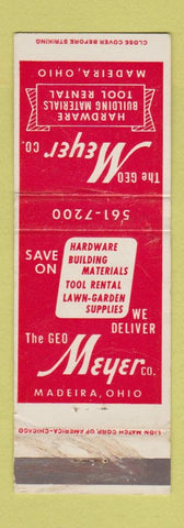 Matchbook Cover - Geo Meyer Hardware Madeira OH WEAR