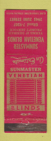 Matchbook Cover - Sunmaster Venetian Blinds Denver Colorado