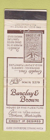 Matchbook Cover - Barclay and Brown Furniture Spokane WA WEAR