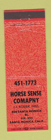 Matchbook Cover - Horse Sense Company Santa Monica CA ORANGE