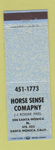 Matchbook Cover - Horse Sense Company Santa Monica CA BLUE