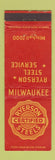 Matchbook Cover - Ryerson Steels Milwaukee WI WEAR