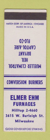 Matchbook Cover - Elmer Ehm Furnaces Milwaukee WI SAMPLE