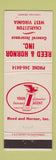 Matchbook Cover - Reed Horner Insurance Charleston WV