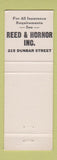 Matchbook Cover - Reed Horner Insurance Charleston WV