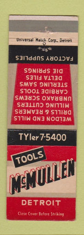Matchbook Cover - McMullen Tools Detroit MI WEAR