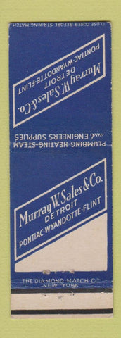 Matchbook Cover - Murray Sales Plumbing Heating Supply Detroit MI PRINTING ERROR