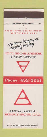 Matchbook Cover - Barclay Ayers Bertsch Industry Supply Grand Rapids MI