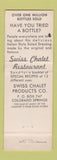 Matchbook Cover - Swiss Chalet Italian Salad Dressing Colorado Springs