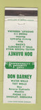 Matchbook Cover - Don Barney Water Wells Shickley NE low phone #