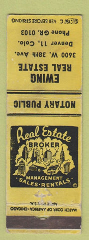 Matchbook Cover - Ewing Real Estate Denver Colorado WEAR