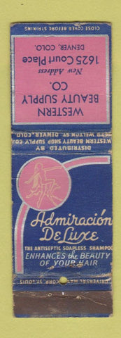 Matchbook Cover - Admiracion DeLuxe Shampoo Denver Colorado Western Beauty WORN