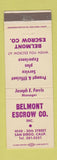 Matchbook Cover - Belmont Escrow San Diego CA