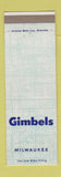 Matchbook Cover - Gimbels Store Milwaukee WI