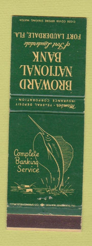 Matchbook Cover - Broward National Bank Fort Lauderdale FL #1 GREEN