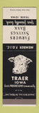 Matchbook Cover - Farmers Savings Bank Traer IA cows
