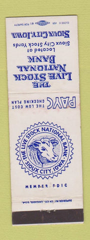 Matchbook Cover - Live Stock National Bank Sioux City IA cow