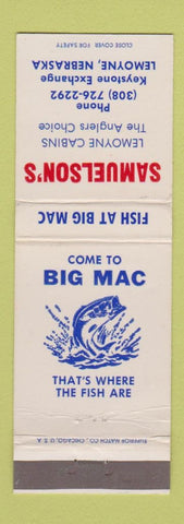Matchbook Cover - Samuelson's Cabins Lemoyne NE fishing Lake Lake McConaughy