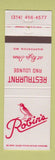 Matchbook Cover - Robin's Restaurant Warrenton MO