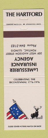 Matchbook Cover - LeMessurier Insurance Hartford Pontiac IL