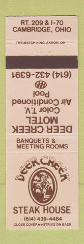 Matchbook Cover - Deer Creek Motel Steak House Cambridge OH