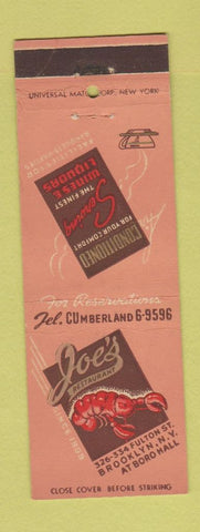 Matchbook Cover - Joe's Restaurant lobster Brooklyn NY