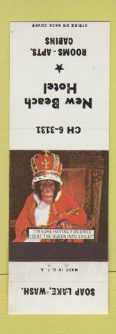 Matchbook Cover - New Beach Hotel Soap Lake WA monkey