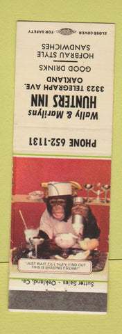 Matchbook Cover - Hunters Inn Oakland CA monkey