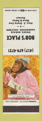 Matchbook Cover - Bob's Place BBQ monkey WEAR