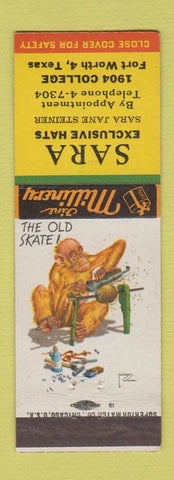 Matchbook Cover - Sara Hats Fort Worth TX monkey