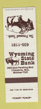Matchbook Cover - Wyoming State Bank Cheyenne WY buffalo