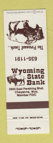 Matchbook Cover - Wyoming State Bank Cheyenne WY buffalo