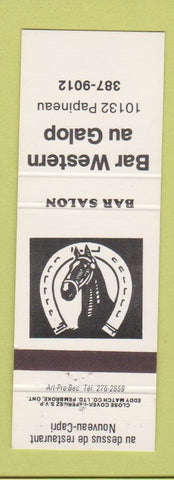 Matchbook Cover - Bar Western Au Galop QC Quebec horse